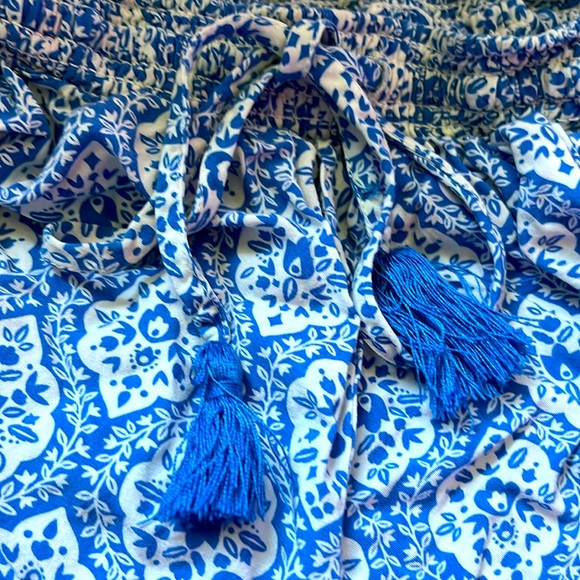 🔴 $3 - Matilda Jane Swim Cover Up Shorts Sz Small Blue and White - Picture 3 of 7